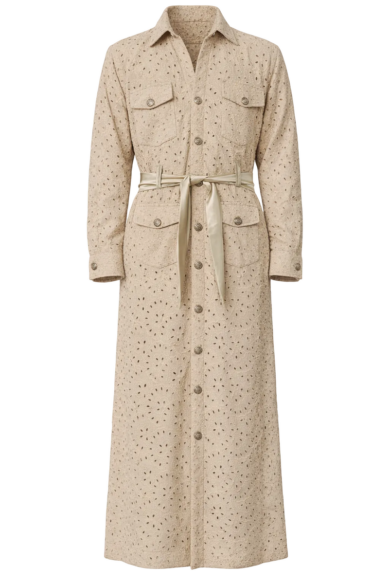 Long 4 Pocket Eyelet Embroidery Shirt