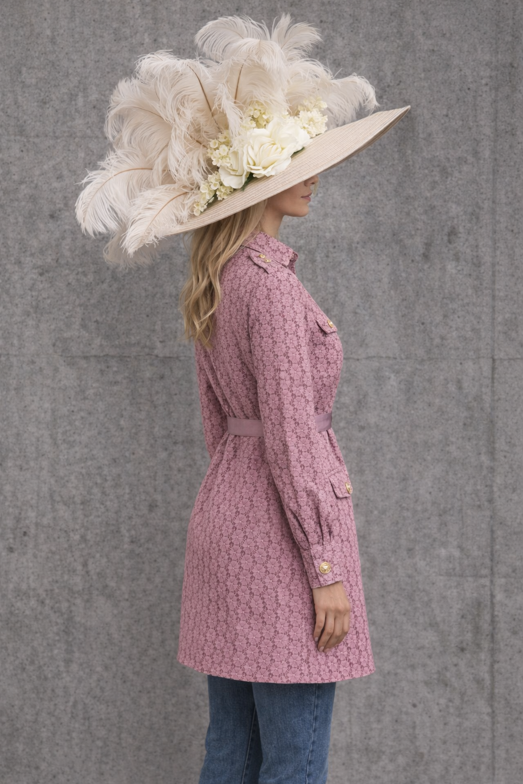 Floral Guipure 4 Pocket Front-Buttoned Long-Shirt